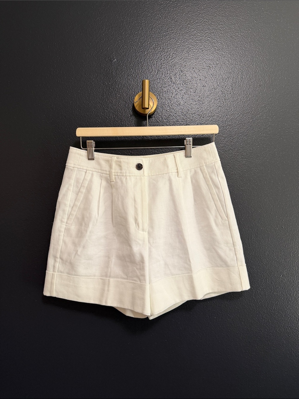 J. Crew White High-Waist Tailored Linen-Blend Shorts